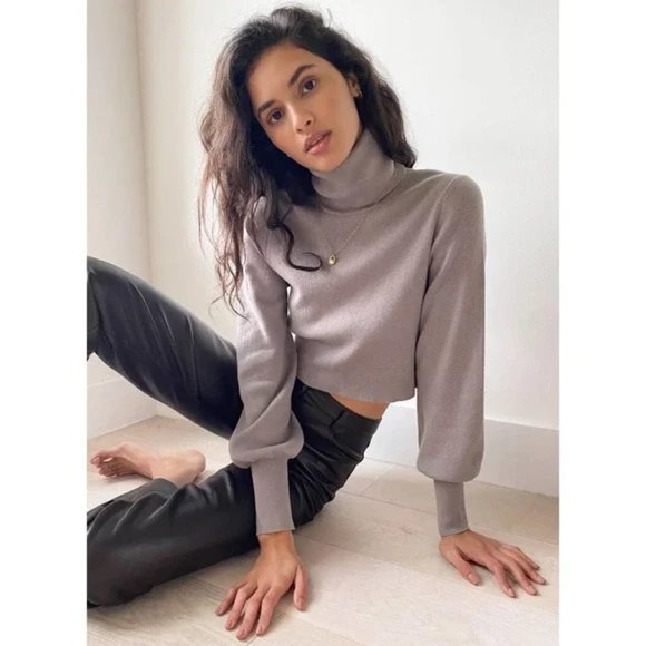 Aritzia Sweaters - Aritzia Wilfred Rebecca Turtleneck Merino Wool/Cotton Grey Medium